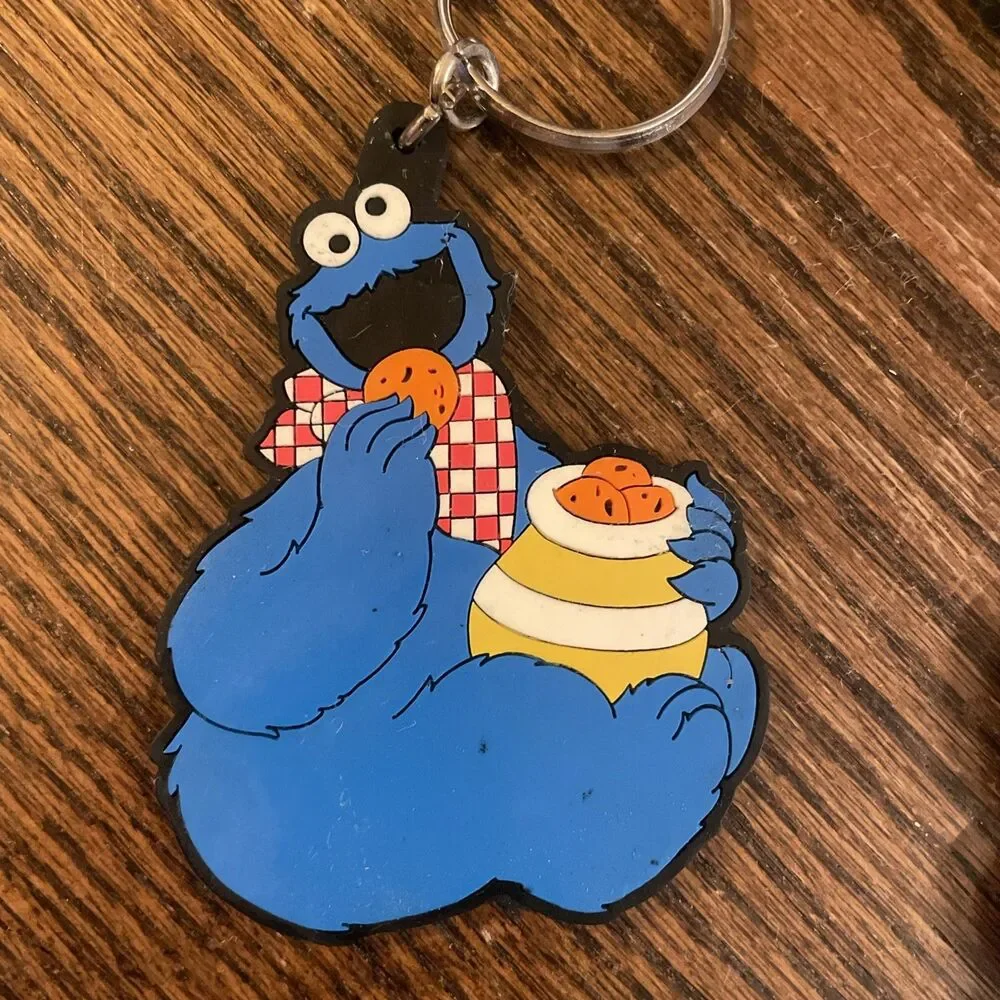 VTG Applause Sesame Street Big Bird Grover Cookie Bert Ernie Keychains Lot 4